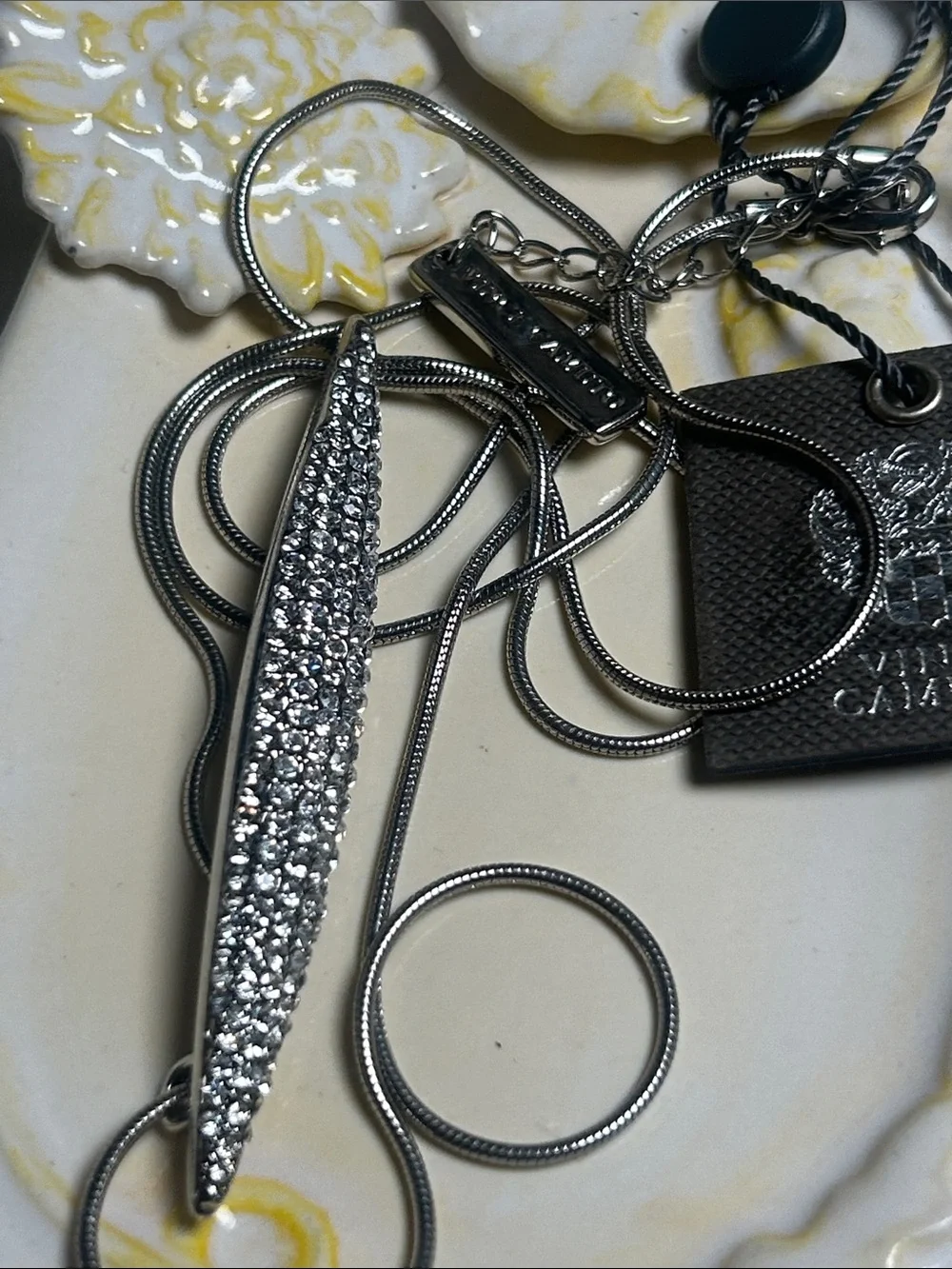 Vince Camuto Silver-Tone Crystal Spike Pendant Necklace